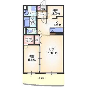 ロゼックII南大高(1LDK/3階)の間取り写真