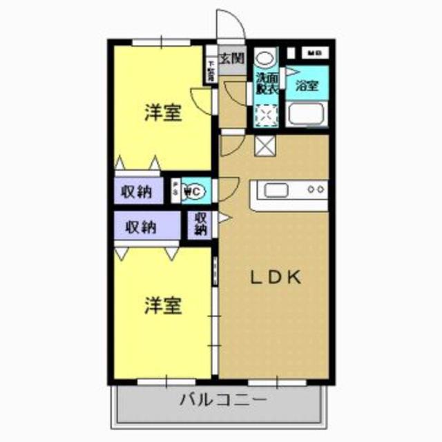 ユーミー川方(2LDK/2階)の間取り写真