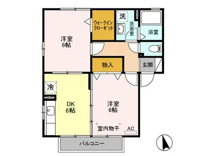 フォンティーヌA/B/C/D(2DK/2階)の間取り写真