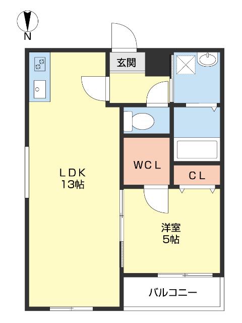 フジパレス吹屋町II番館(1LDK/2階)の間取り写真