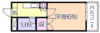 ベスト久留米工大ビル(1K/6階)の間取り写真
