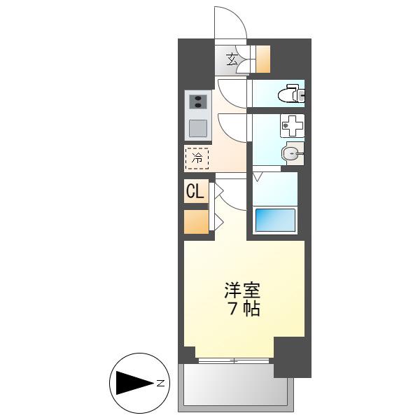 S-RESIDENCE熱田II(1K/6階)の間取り写真