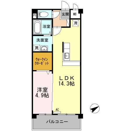 FAMILLE王司(1LDK/2階)の間取り写真