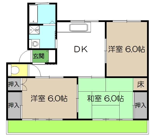 クレールイワタ(3DK/2階)の間取り写真