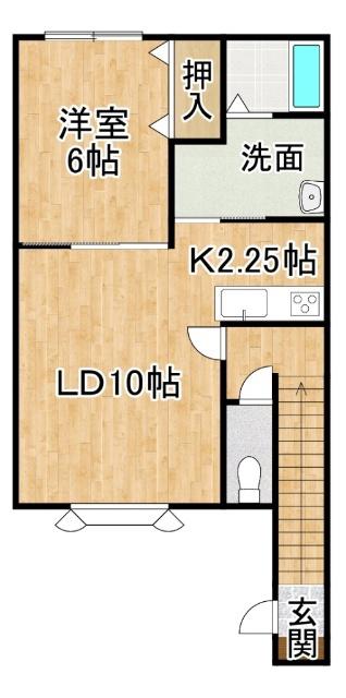 CASA LUNA(1LDK/2階)の間取り写真