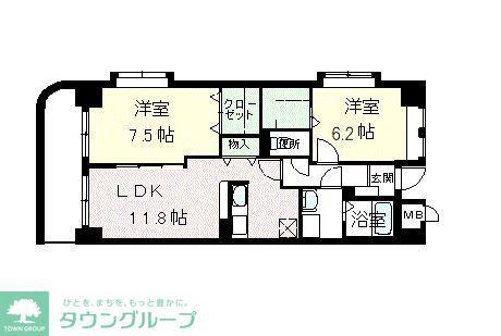 ラポール西大島ウエスト(2LDK/6階)の間取り写真