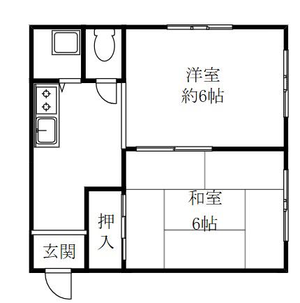高津マンション(2DK/4階)の間取り写真