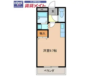 サンガーデン文岡(ワンルーム/1階)の間取り写真