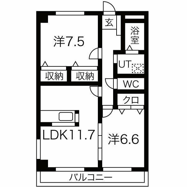 ガーデンパレス72(2LDK/2階)の間取り写真