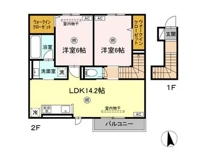 サンコーポラス御所(2LDK/2階)の間取り写真