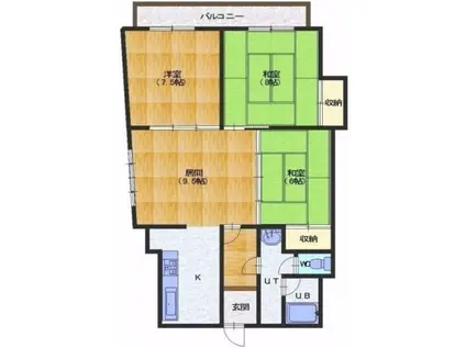 クオレ松陰(3LDK/4階)の間取り写真