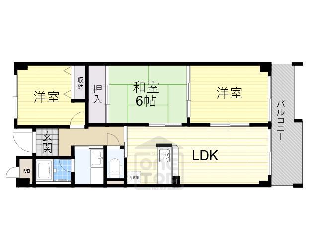 プリムベール向丘(3LDK/1階)の間取り写真
