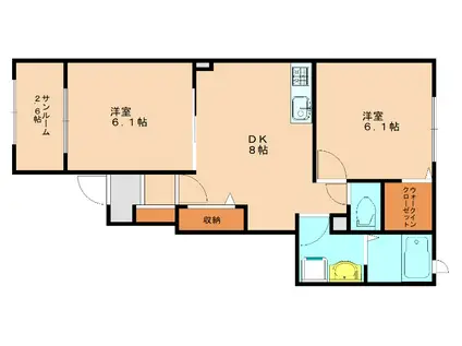 スリーファミーユ(2DK/1階)の間取り写真