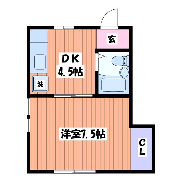 メゾン東立川(1DK/1階)の間取り写真