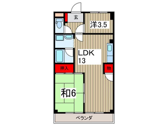 入間駅前第2ビル(2LDK/2階)の間取り写真