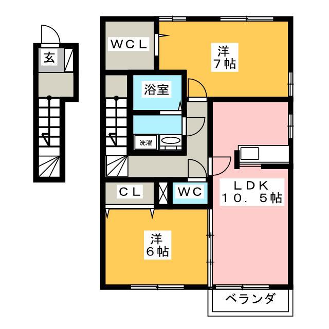 リジエールヴィラ(2LDK/2階)の間取り写真