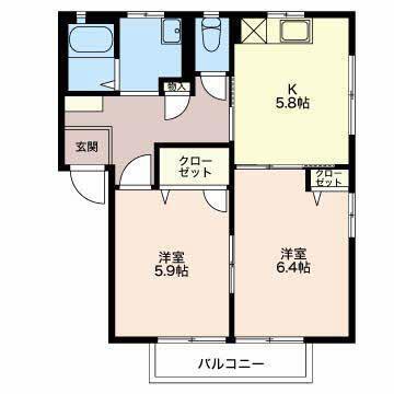 アネックスBE(2K/1階)の間取り写真