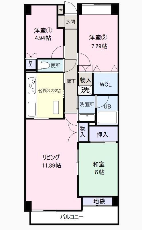 成子坂壱番街(3LDK/10階)の間取り写真