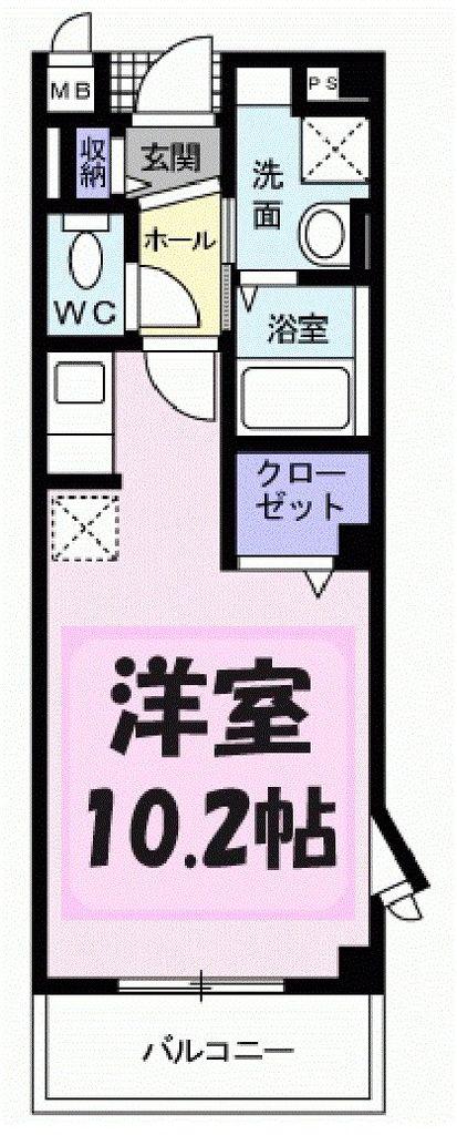 プリムローズ Ⅱ(1K/1階)の間取り写真