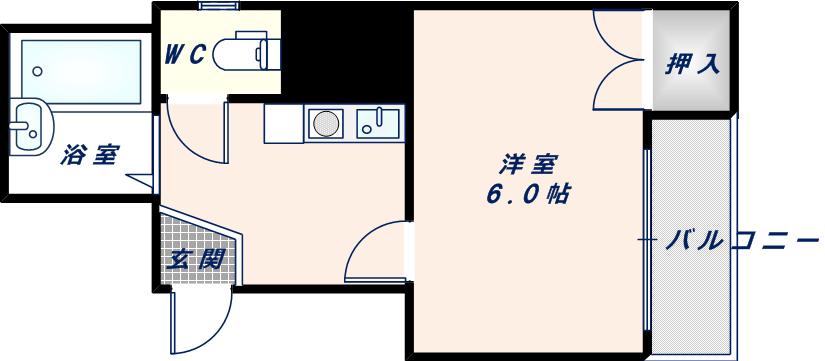 ジュノー小阪(1K/4階)の間取り写真