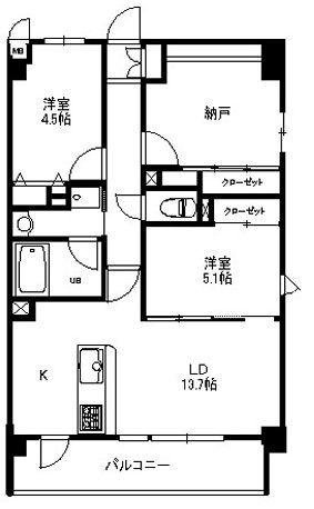 クレール大洲(2SLDK/3階)の間取り写真