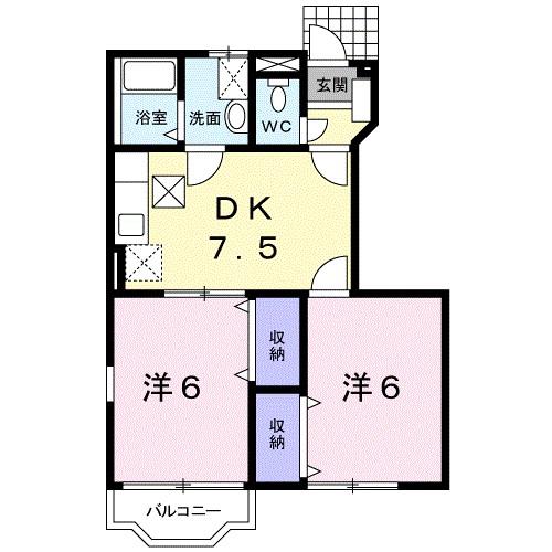グリーンパレス VI(2DK/1階)の間取り写真