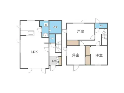 ウィステリア新琴似(3LDK/1階)の間取り写真