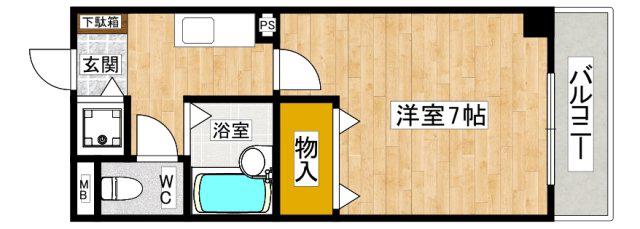 ハートランド甲東園(1K/2階)の間取り写真