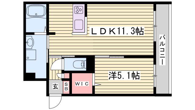 シャーメゾン 姫路R(1LDK/2階)の間取り写真