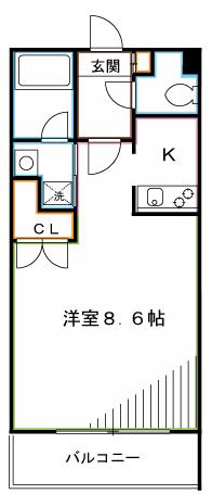 ソレアード武蔵野(1K/3階)の間取り写真