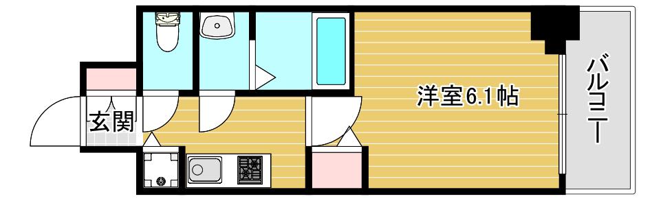 プレサンスタワー難波ウエスト(1K/4階)の間取り写真