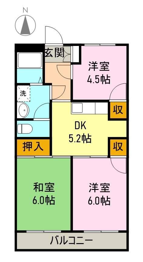 コーポラス和田(3DK/3階)の間取り写真