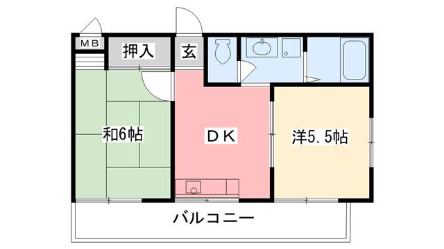 ニューアケディア(2DK/3階)の間取り写真