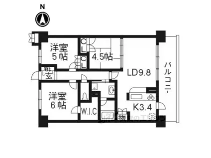 ファインフラッツ京都西院ザ・レジデンス(3LDK/6階)の間取り写真