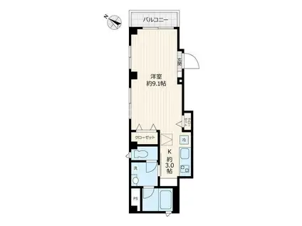 ブリストル(ワンルーム/2階)の間取り写真