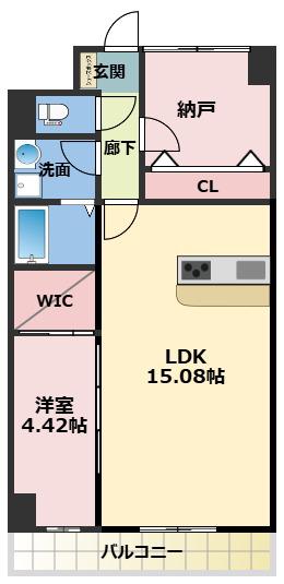 GROOVE豊中レジデンス(1SLDK/6階)の間取り写真