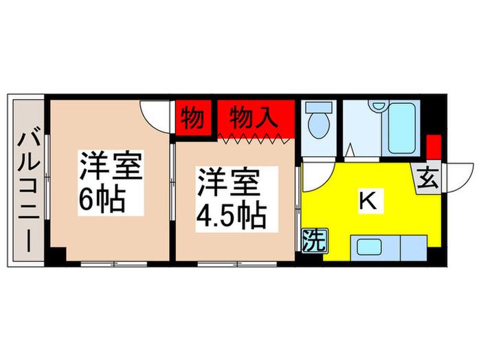 TECパレス高根公団(2K/1階)の間取り写真
