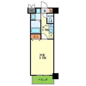 プレジオ中之島(1K/9階)の間取り写真