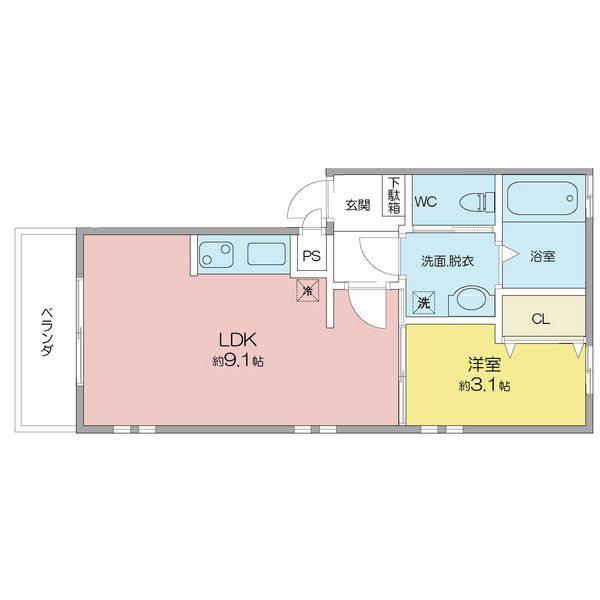 RIASSA(1LDK/1階)の間取り写真
