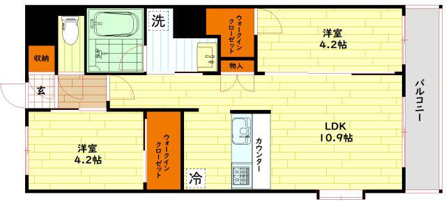 スプランディッド城東関目(2LDK/9階)の間取り写真