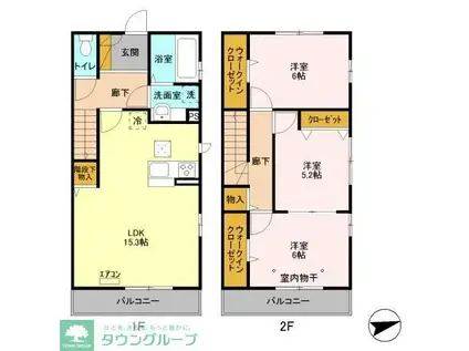 サンポワール(3LDK/2階)の間取り写真