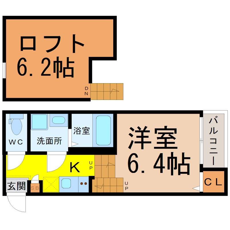 DUPLEX豊田本町(1K/1階)の間取り写真