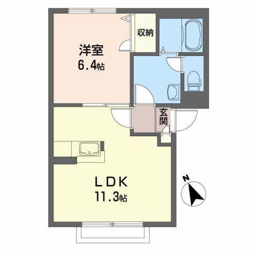 マウントフィールドC(1LDK/2階)の間取り写真