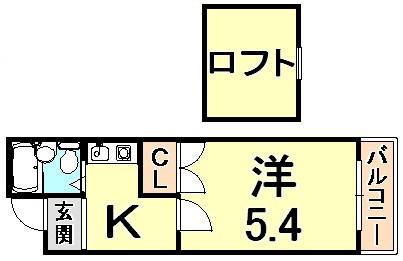 パレス11(1K/3階)の間取り写真