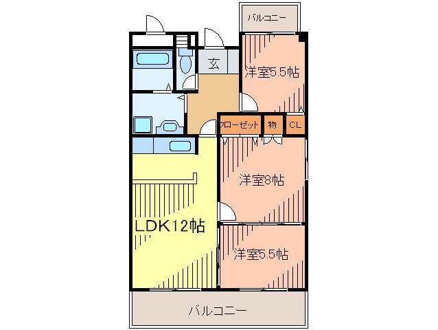 アビタシオンIII(3LDK/3階)の間取り写真