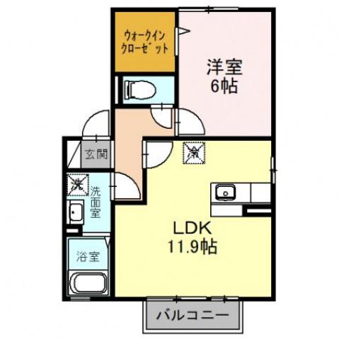 ラ・ミュー久宝寺Ⅰ(1LDK/1階)の間取り写真