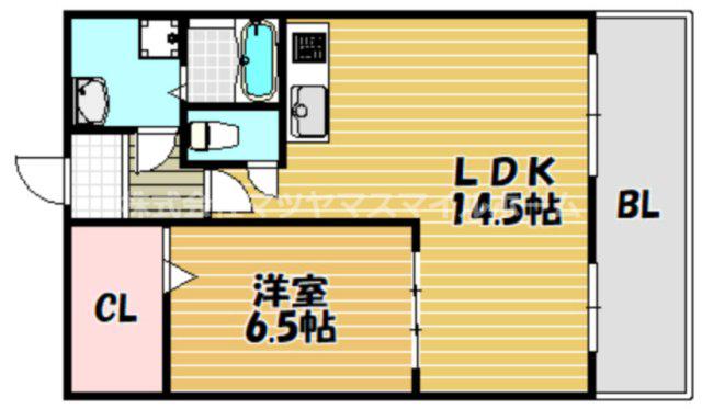 比枝コーポラス上町I(1LDK/2階)の間取り写真