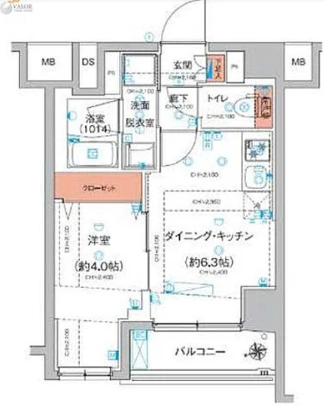 ハーモニーレジデンス東京羽田スカイブリッジ(1DK/1階)の間取り写真