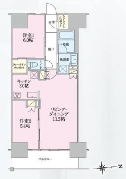 トラープランド翠命館(2LDK/9階)の間取り写真