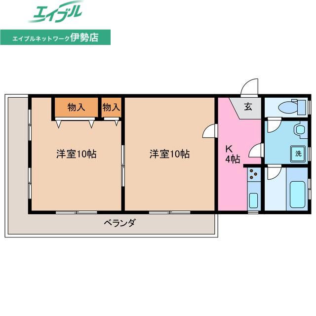 マンション山(2K/2階)の間取り写真